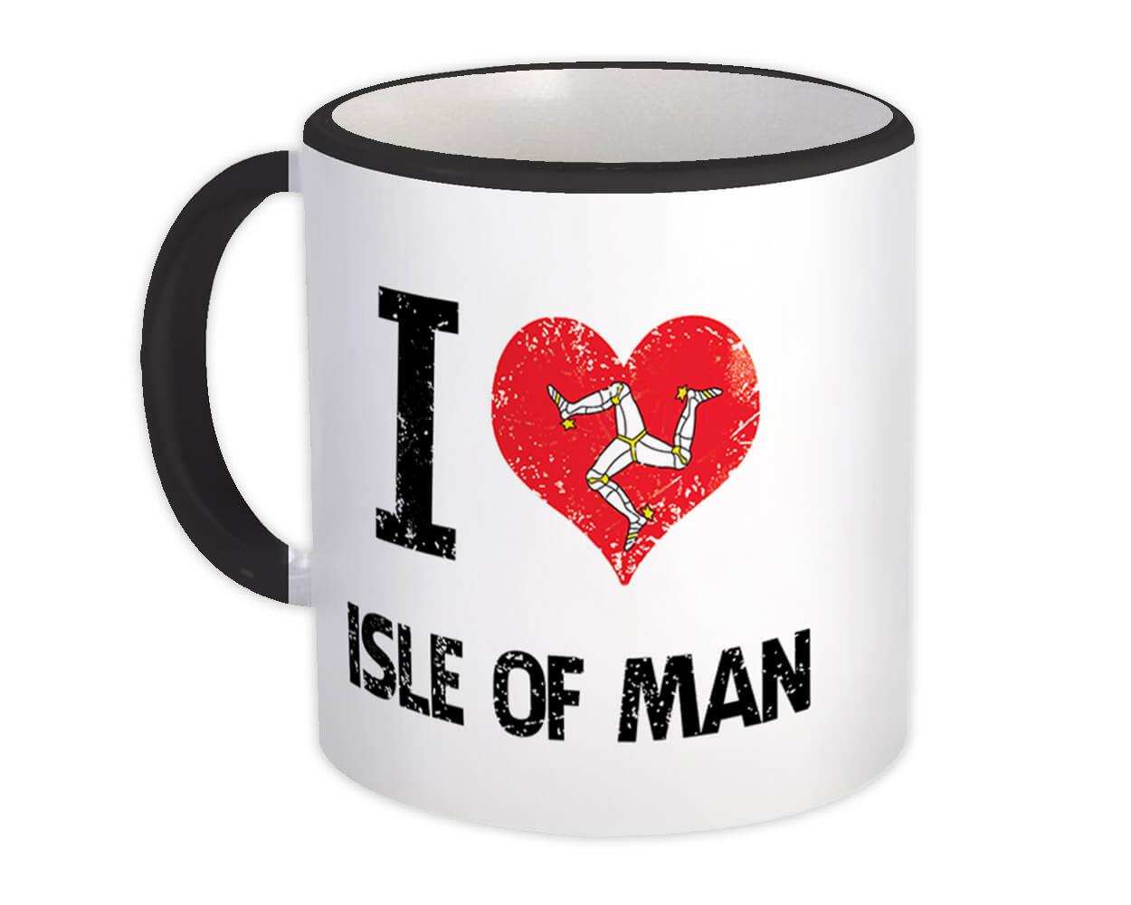 Gift Mug : I Love Isle of Man Heart Flag Country Crest Expat