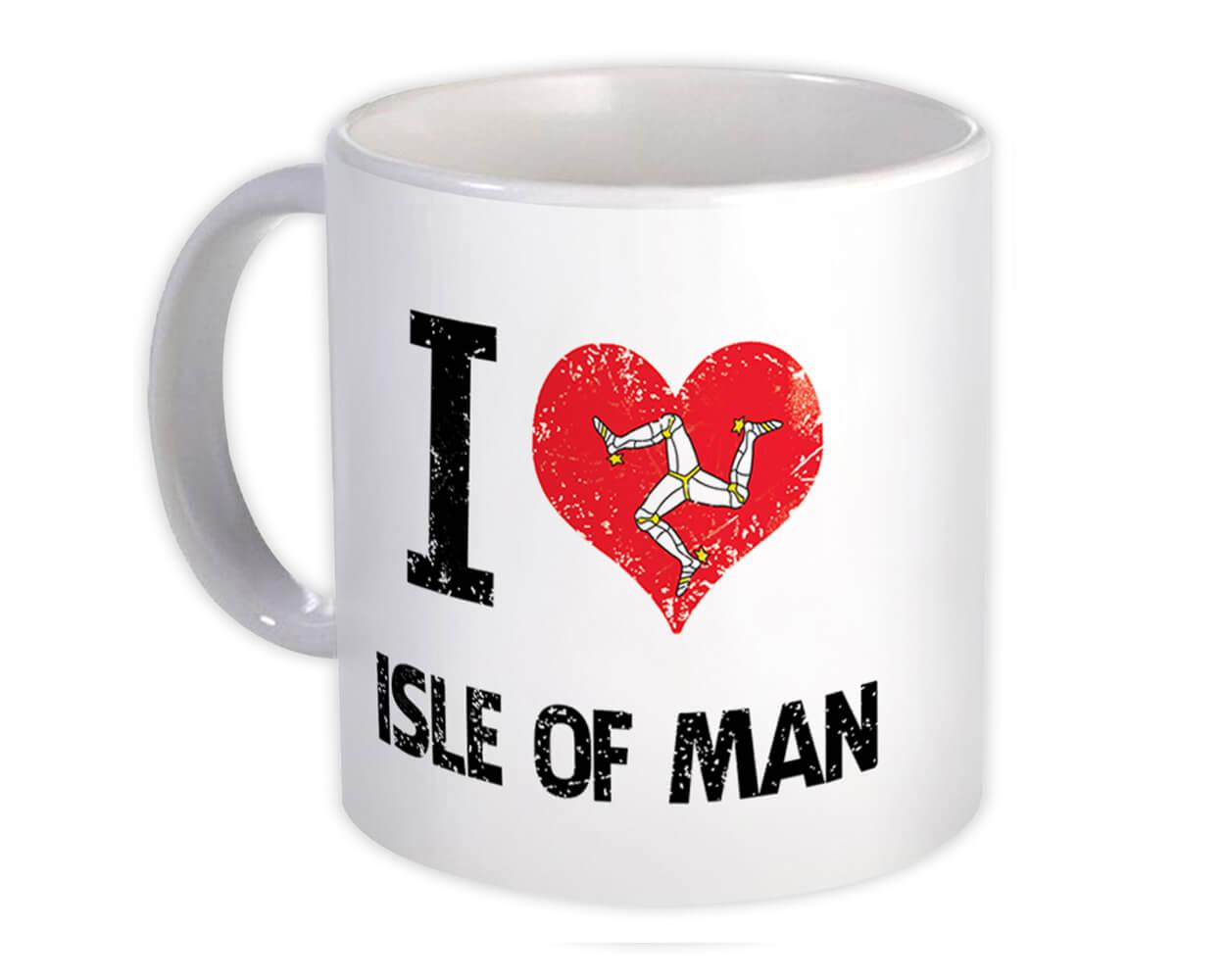 Gift Mug : I Love Isle of Man Heart Flag Country Crest Expat