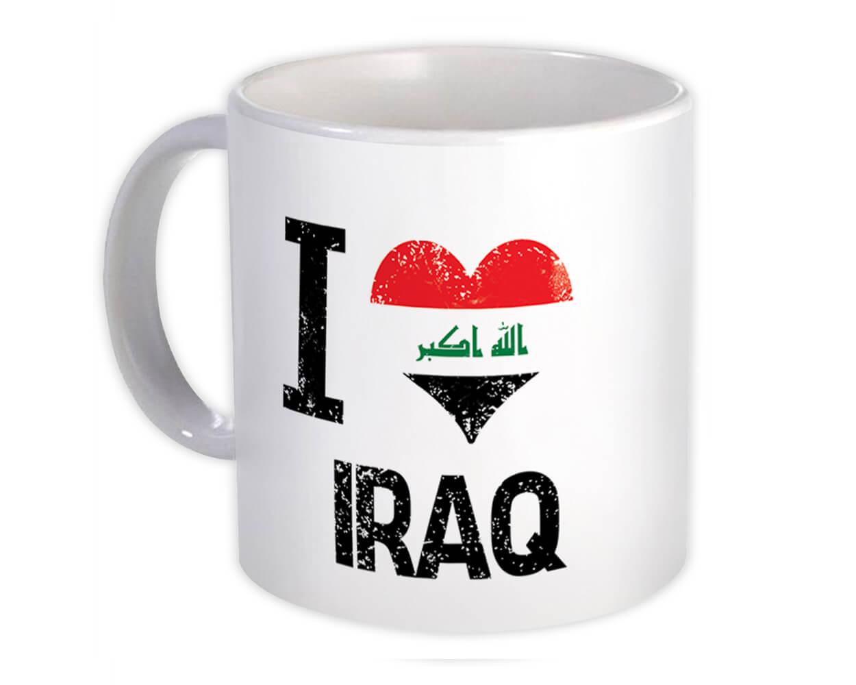 I Love Iraq : Mug Heart Flag Country Crest Gift Iraqi Expat - 3