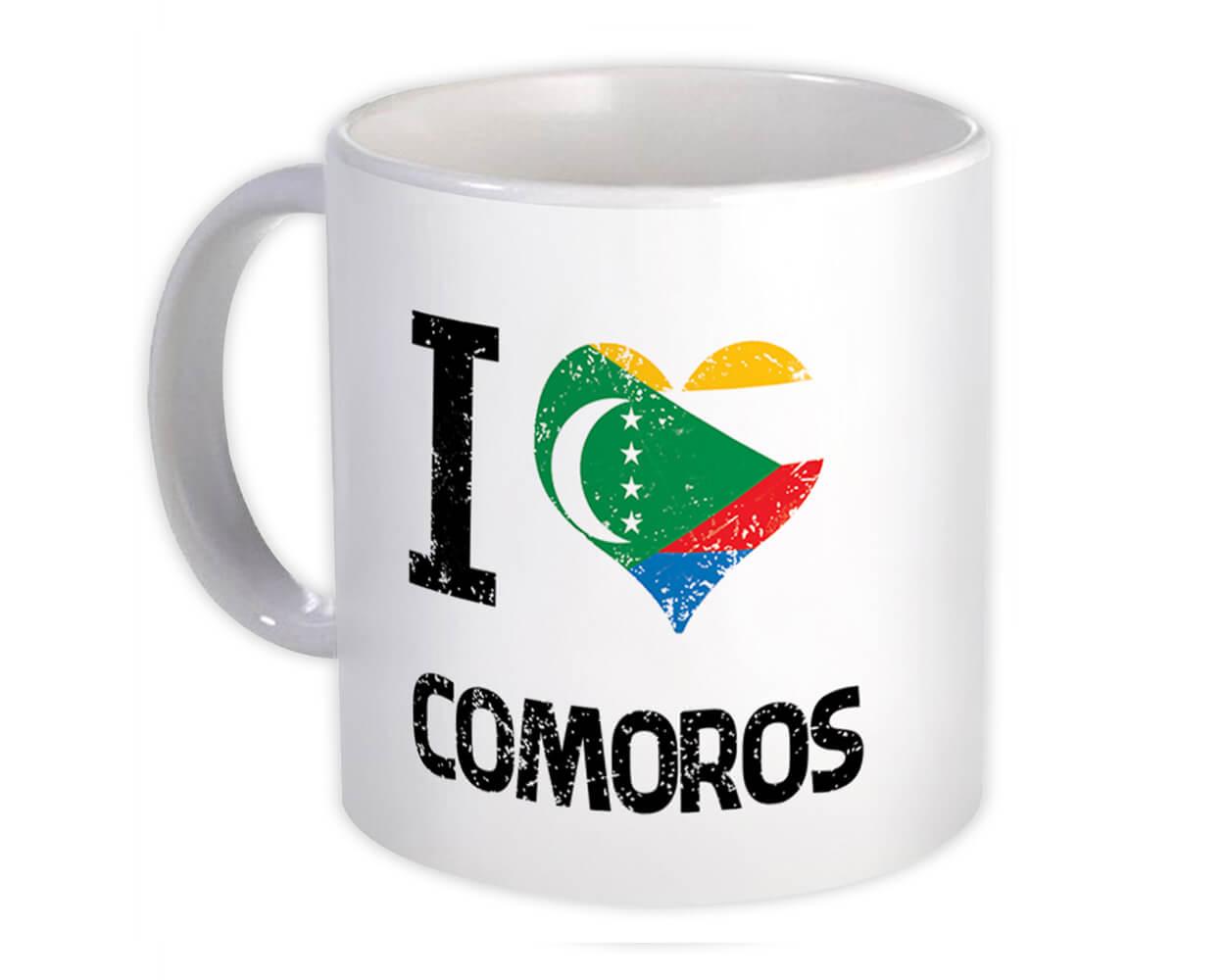 Gift Mug : I Love Comoros Heart Flag Country Crest Comoran Expat