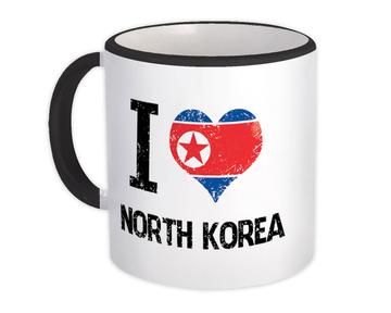 I Love North Korea : Gift Mug Heart Flag Country Crest North Korean Expat Made in USA