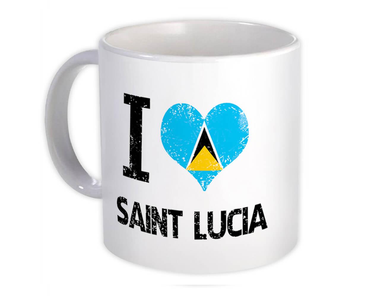 Gift Mug : I Love Saint Lucia Heart Flag Country Crest Expat