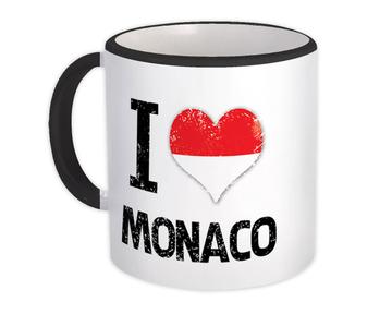 I Love Monaco : Gift Mug Heart Flag Country Crest Monegasque Expat