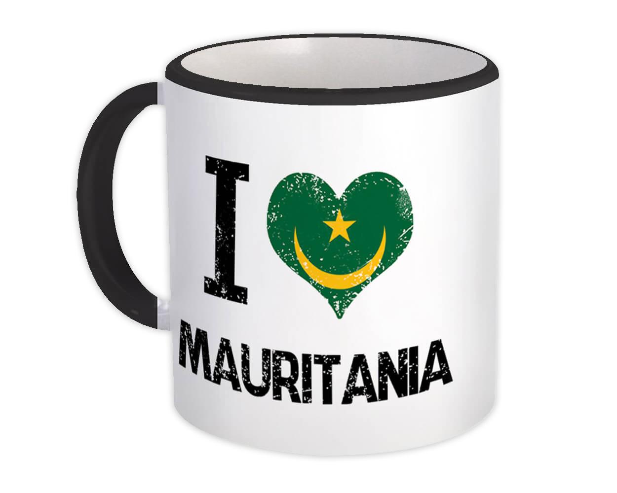 Gift Mug : I Love Mauritania Heart Flag Country Crest Mauritanian Expat