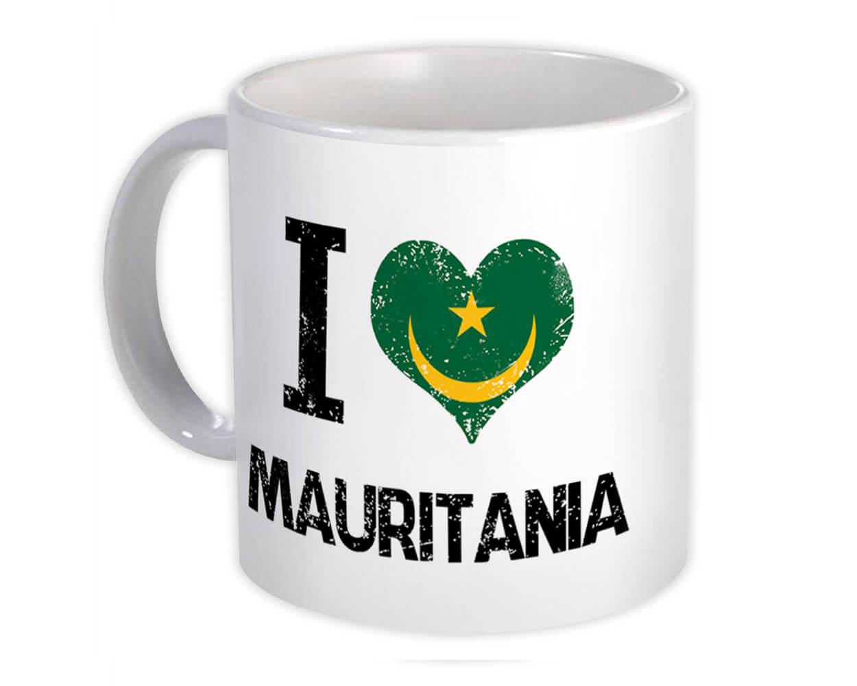 Gift Mug : I Love Mauritania Heart Flag Country Crest Mauritanian Expat