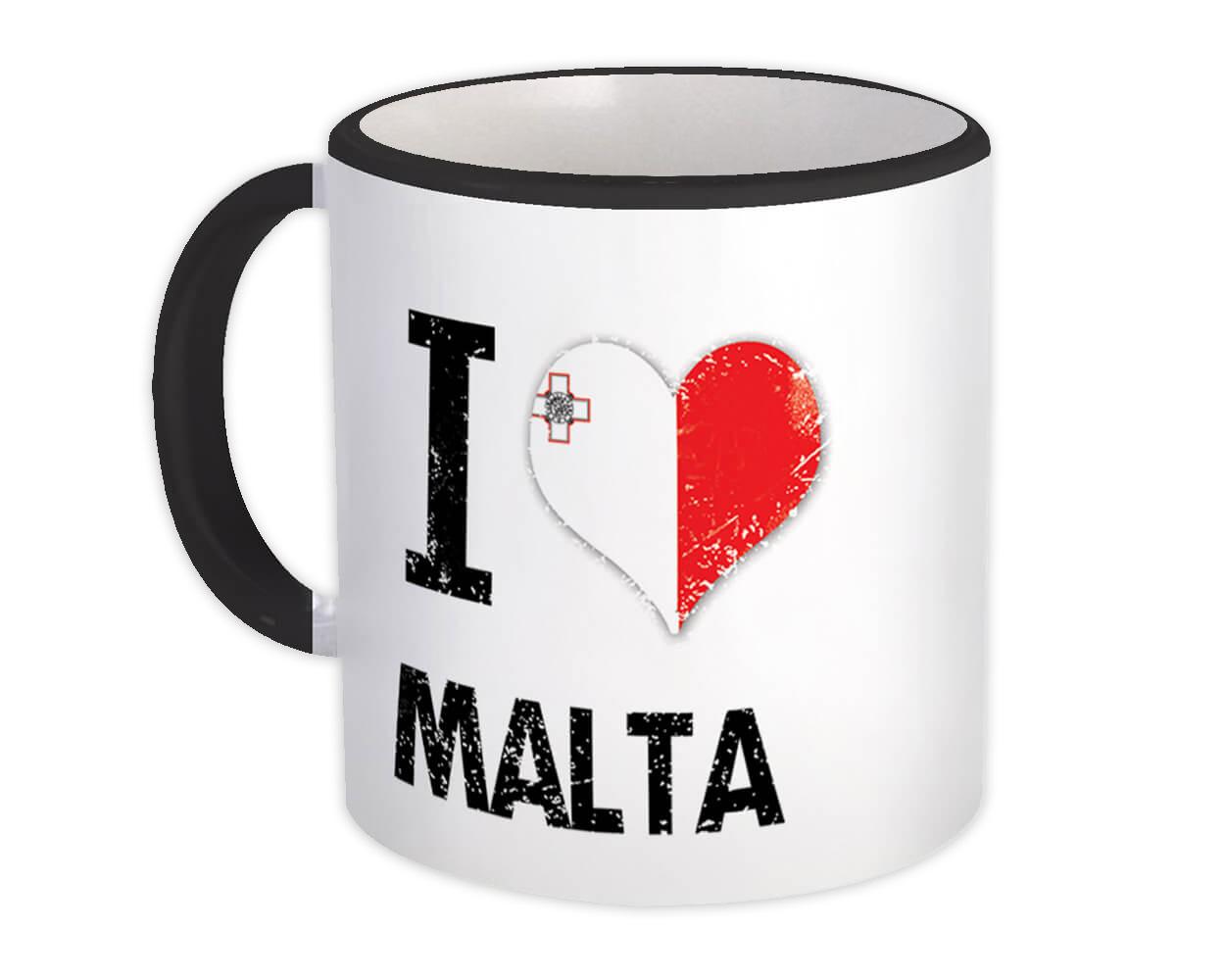 Gift Mug : I Love Malta Heart Flag Country Crest Maltese Expat