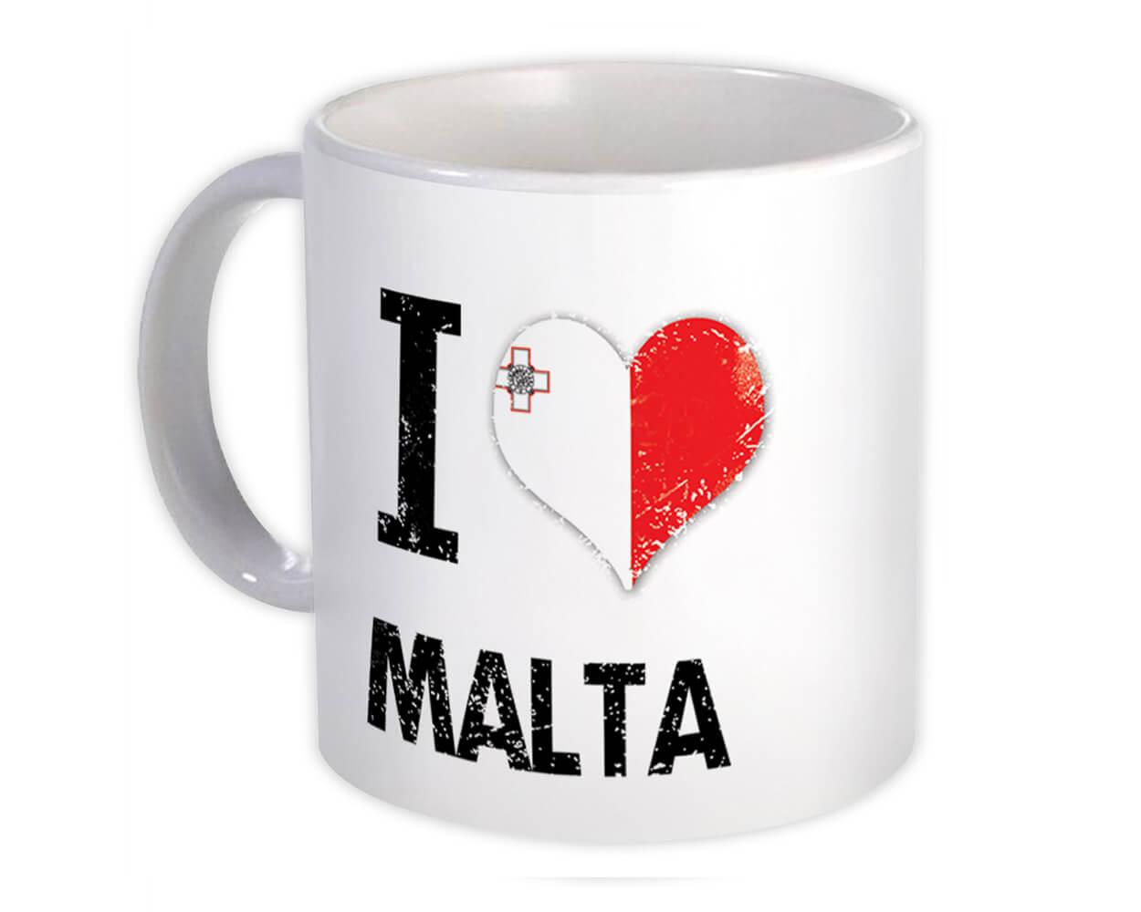 Gift Mug : I Love Malta Heart Flag Country Crest Maltese Expat