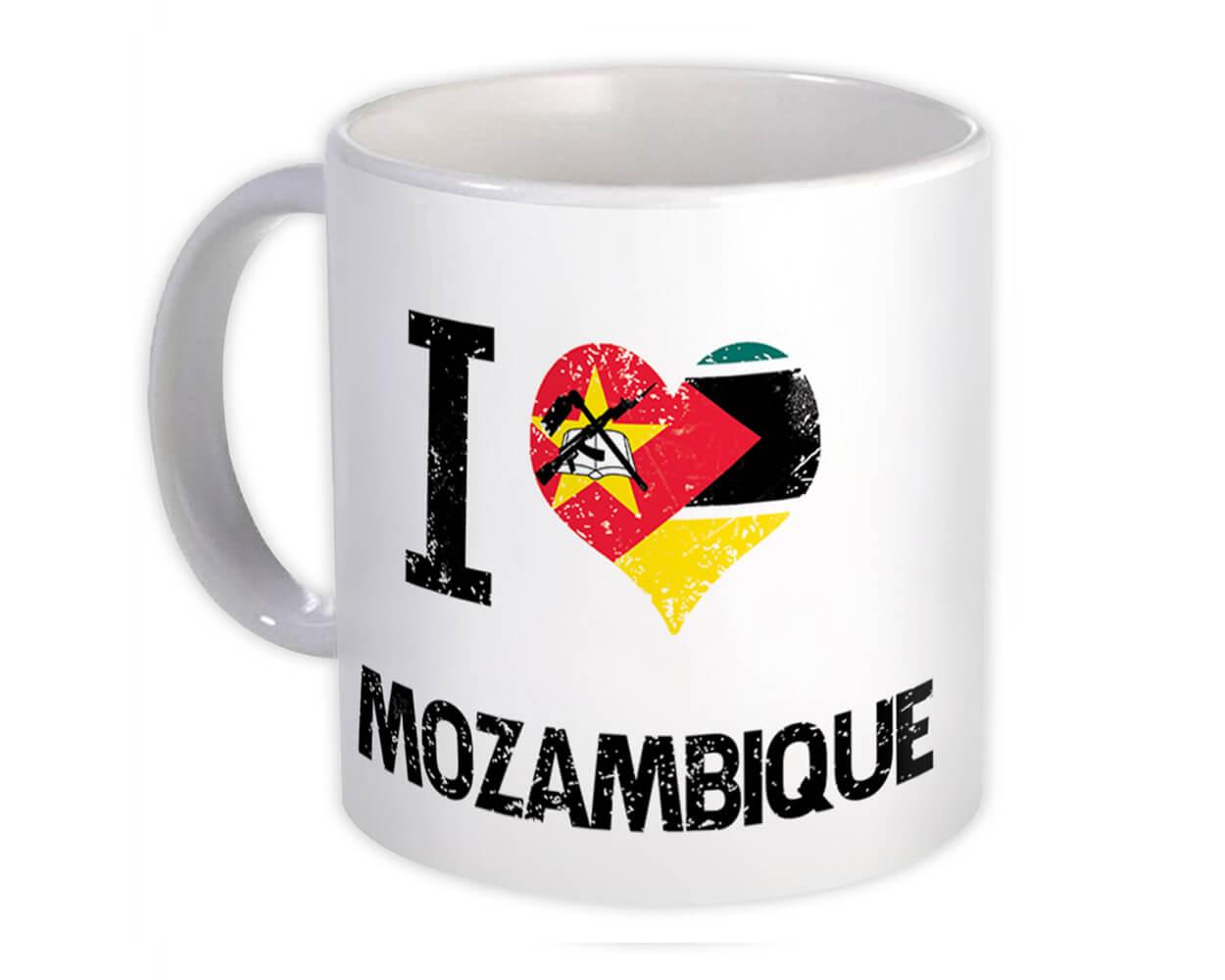 Gift Mug : I Love Mozambique Heart Flag Country Crest Mozambican Expat