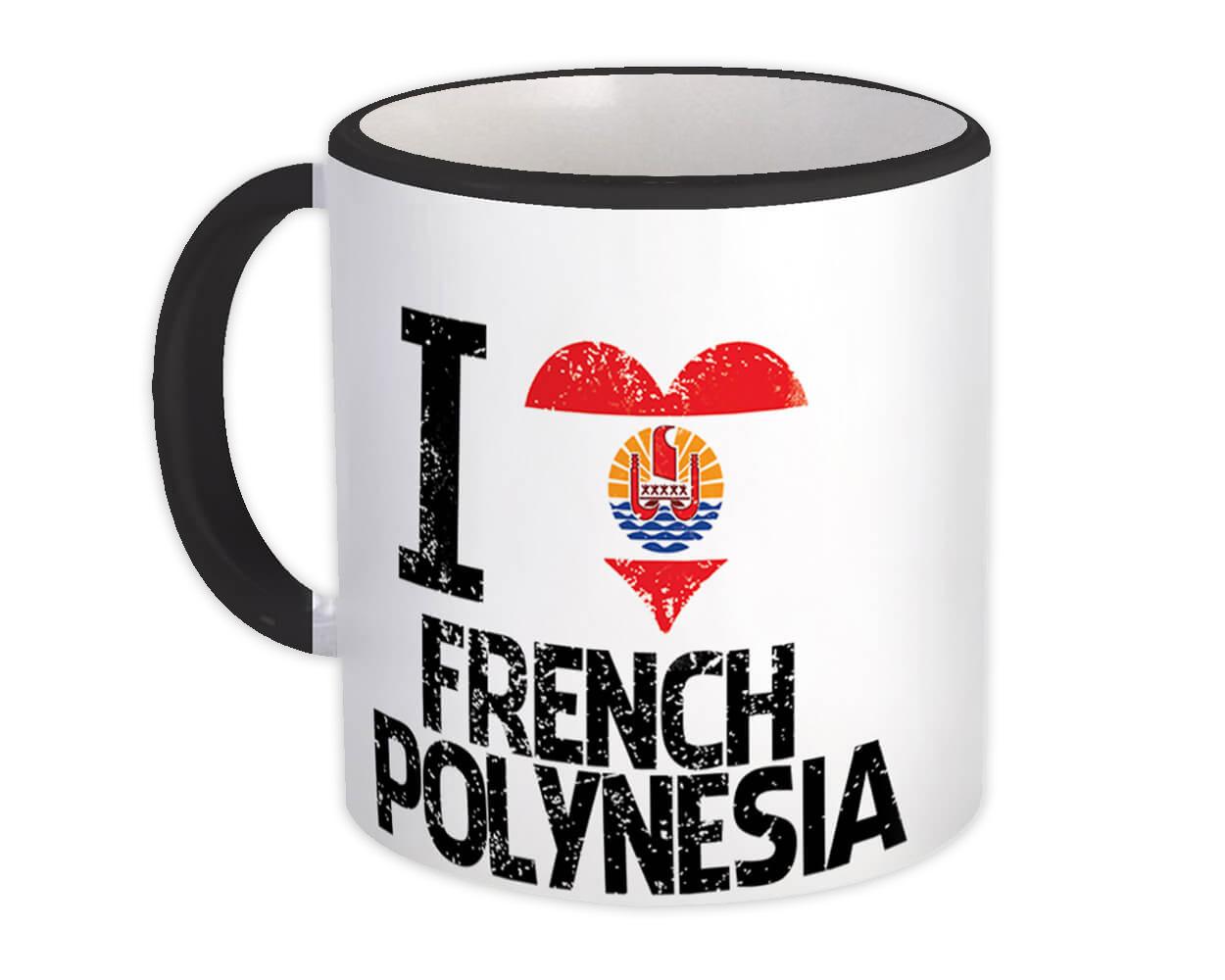 Gift Mug : I Love French Polynesia Heart Flag Country Crest Expat