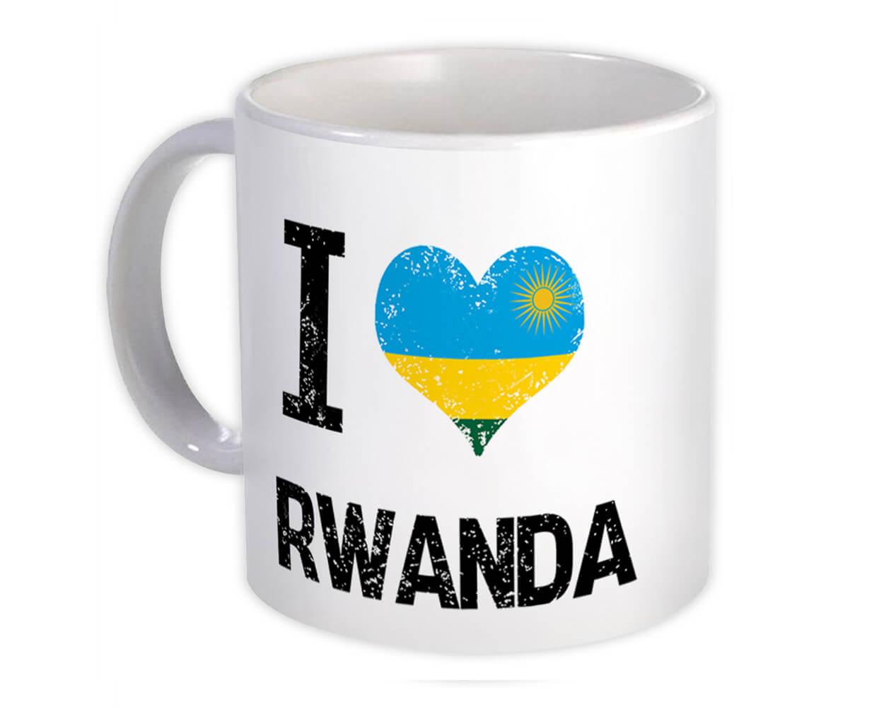 Gift Mug : I Love Rwanda Heart Flag Country Crest Rwandan Expat