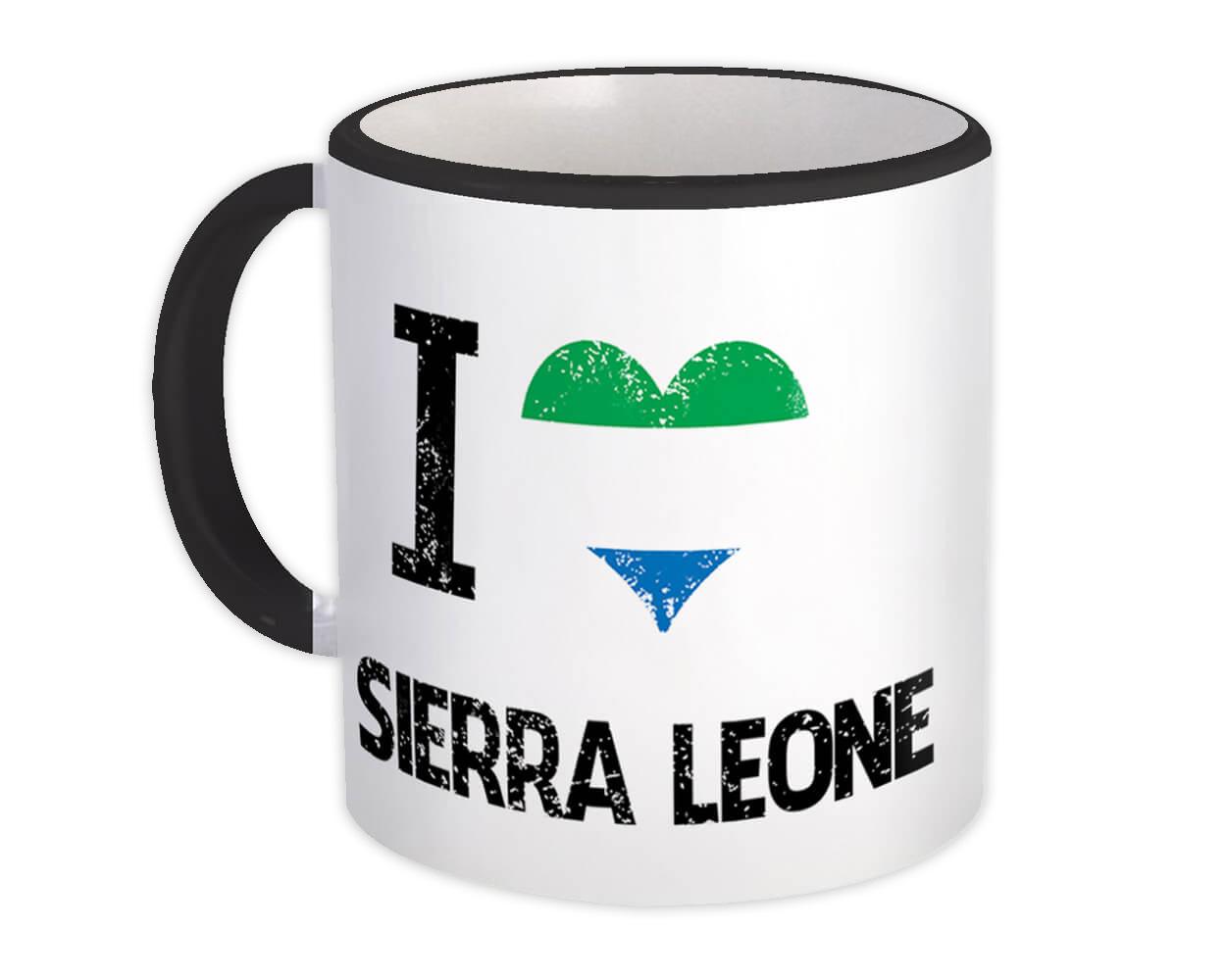 Gift Mug : I Love Sierra Leone Heart Flag Country Crest Leonean Expat