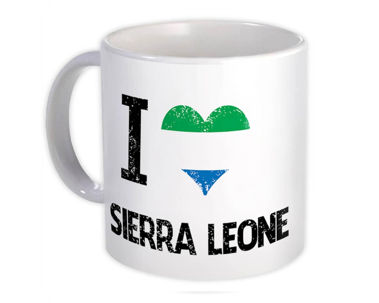 Gift Mug : I Love Sierra Leone Heart Flag Country Crest Leonean Expat