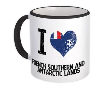 I Love French Southern and Antarctic Lands : Gift Mug Heart Flag Country Crest