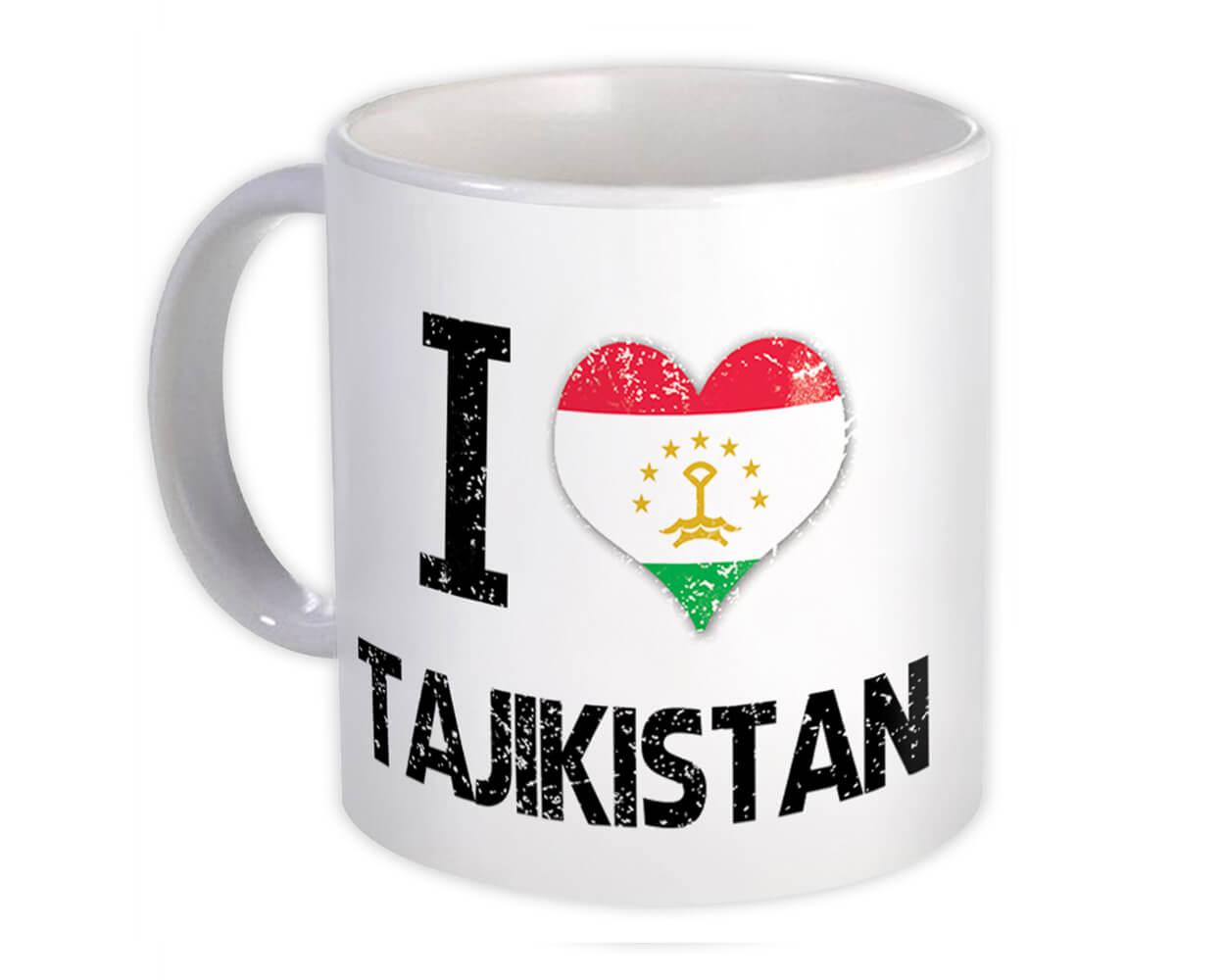 Gift Mug : I Love Tajikistan Heart Flag Country Crest Tajik Expat