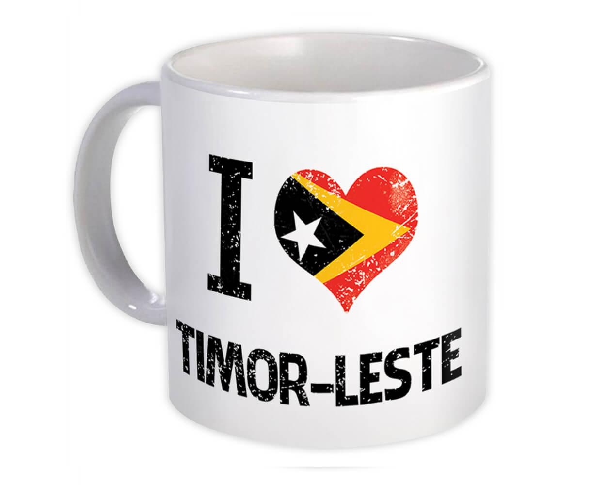 Gift Mug : I Love Timor-Leste Heart Flag Country Crest Expat