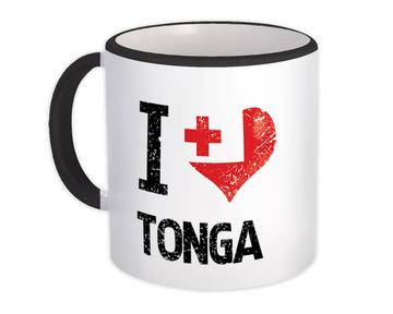 I Love Tonga : Gift Mug Heart Flag Country Crest Tongan Expat