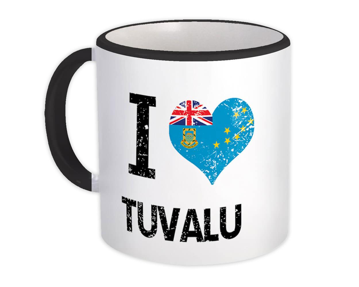 Gift Mug : I Love Tuvalu Heart Flag Country Crest Tuvaluan Expat