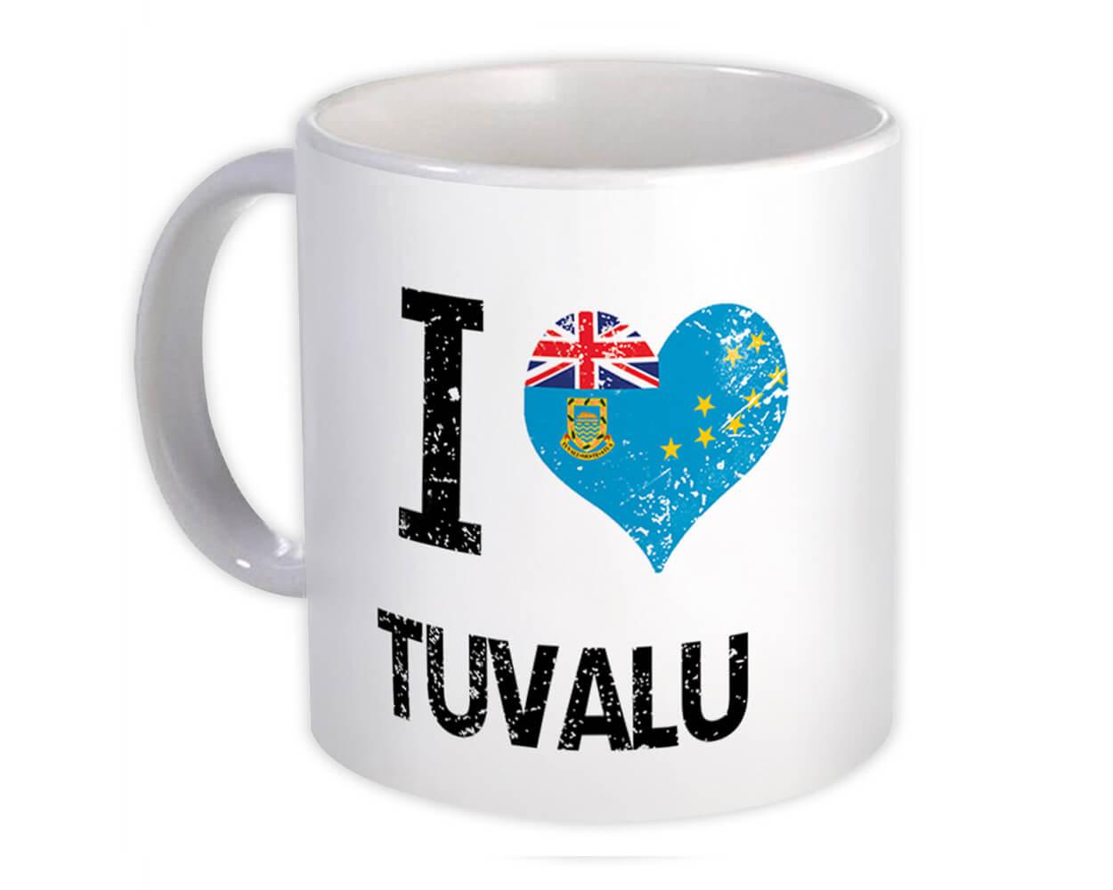 Gift Mug : I Love Tuvalu Heart Flag Country Crest Tuvaluan Expat