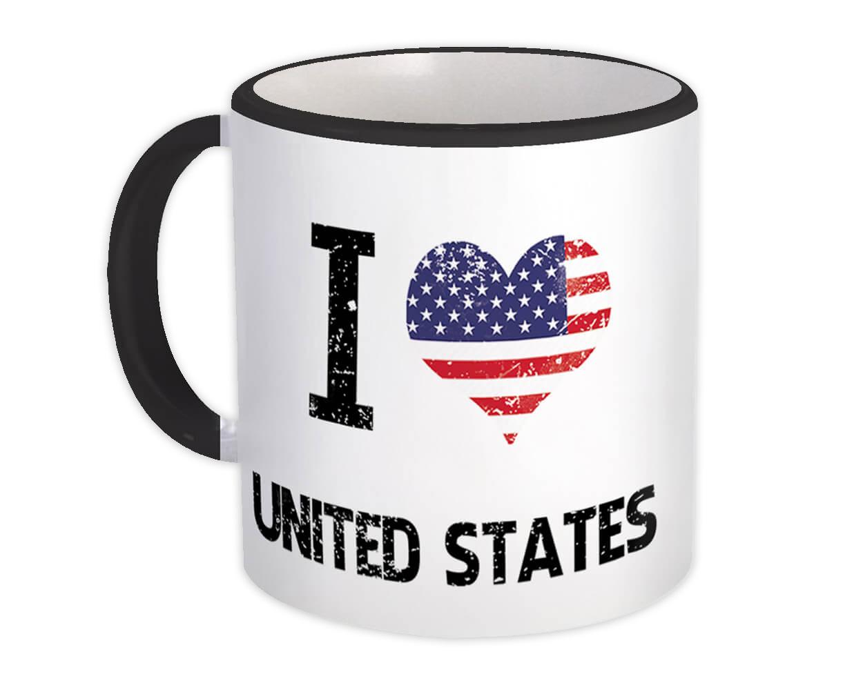 Gift Mug : I Love United States Heart Flag Country Crest Expat