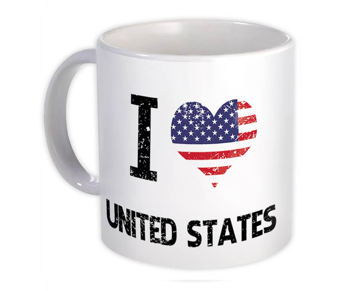 Gift Mug : I Love United States Heart Flag Country Crest Expat