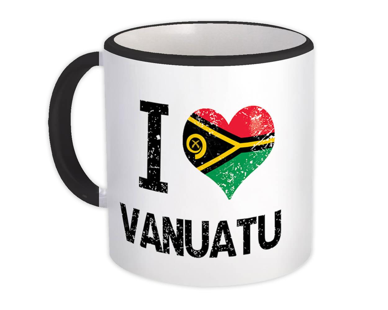 Gift Mug : I Love Vanuatu Heart Flag Country Crest Expat