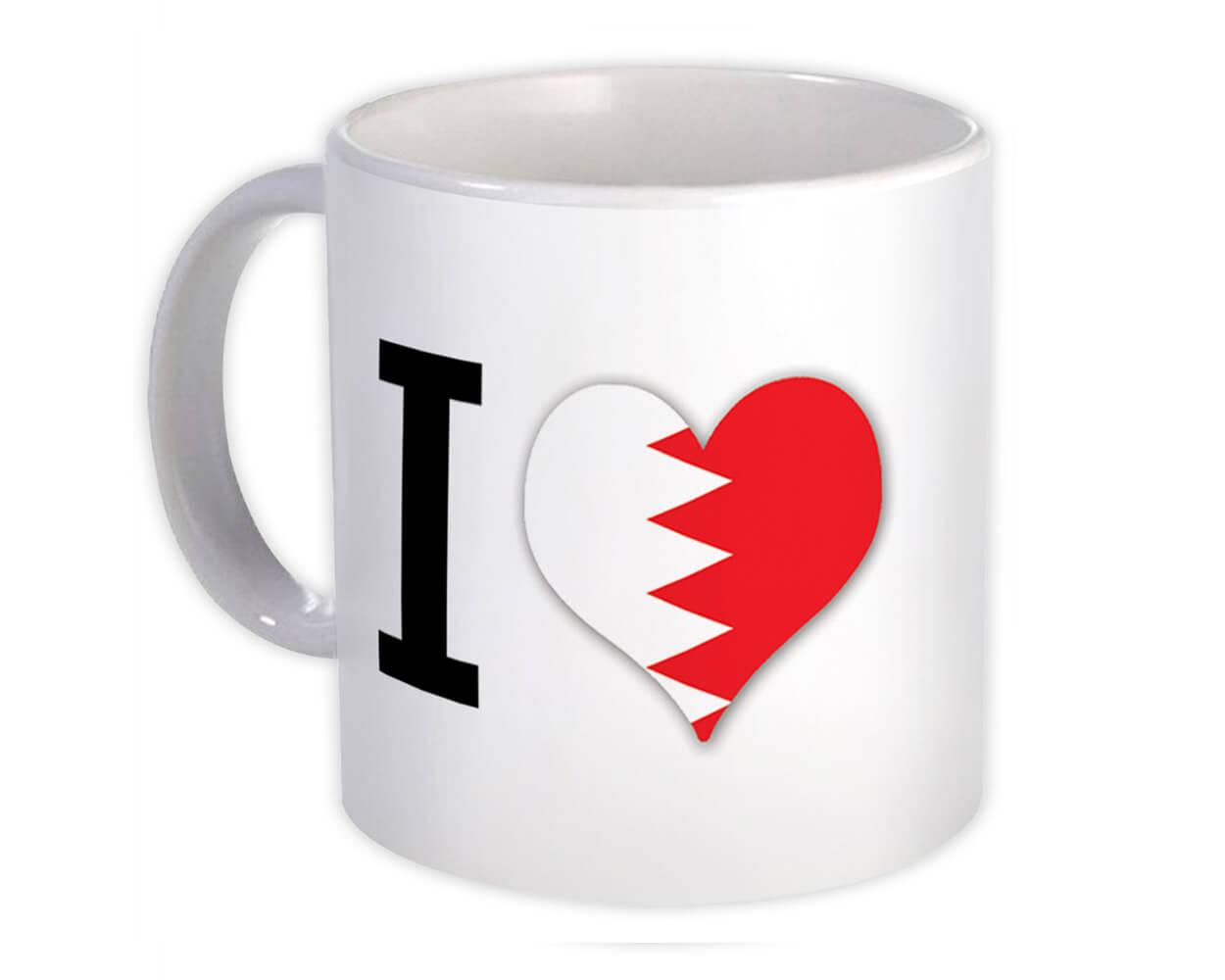 Gift Mug : I Love Bahrain Flag Heart Crest Country Bahraini Expat