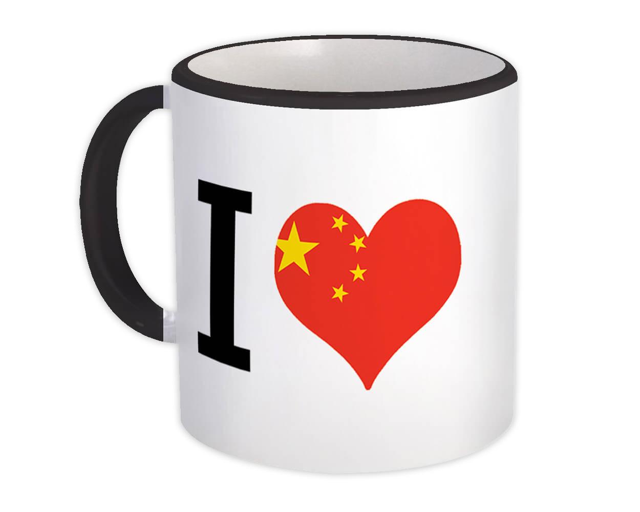 Gift Mug : I Love China Flag Heart Crest Country Chinese Expat