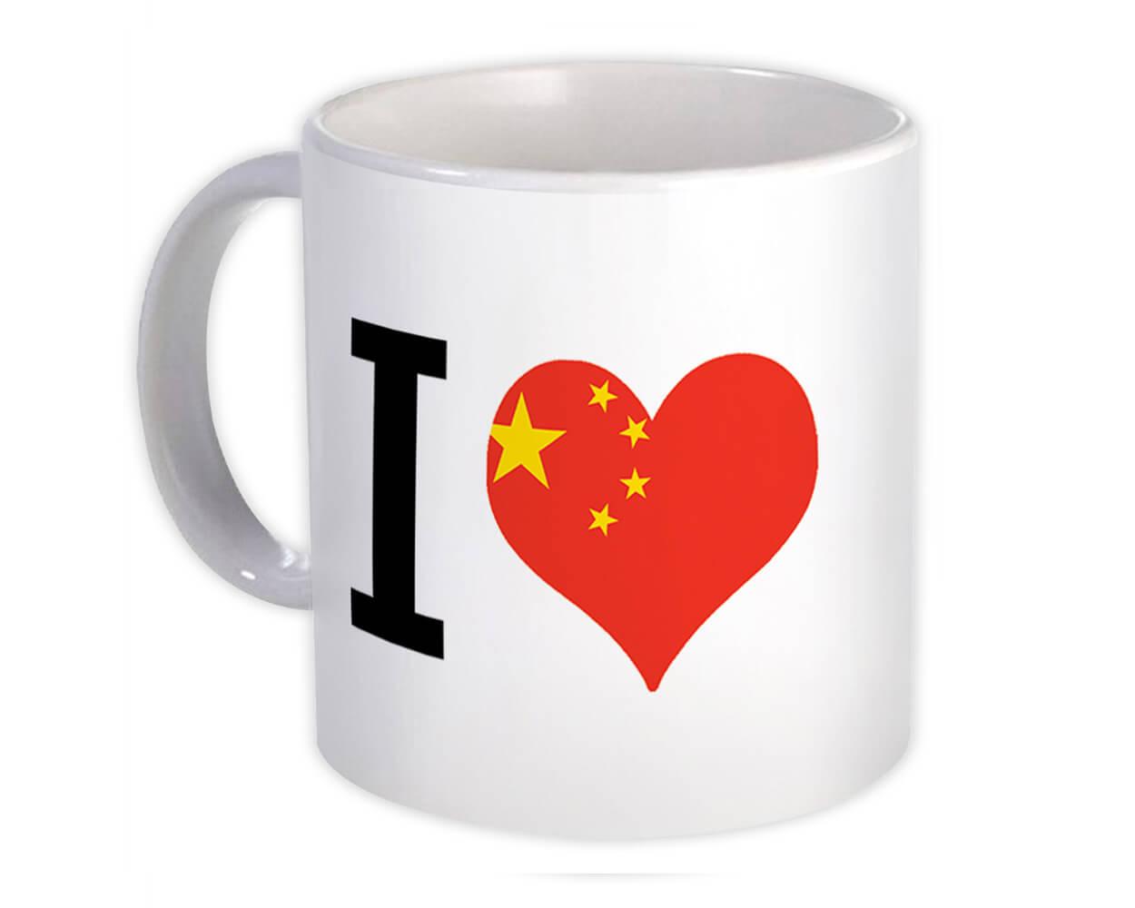 Gift Mug : I Love China Flag Heart Crest Country Chinese Expat