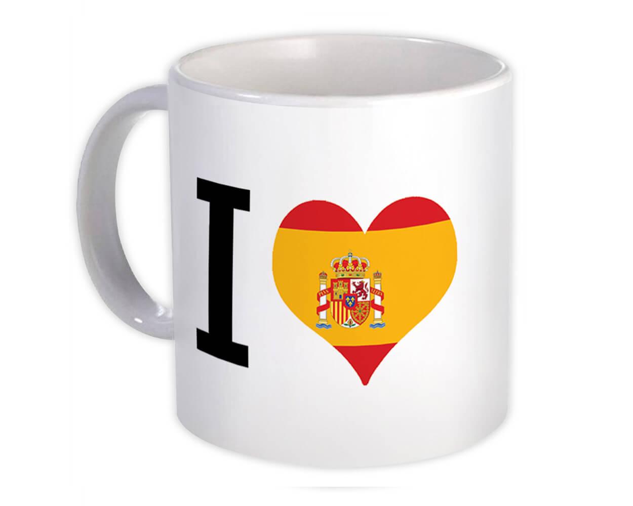 Gift Mug : I Love Spain Flag Heart Crest Country Spanish Expat