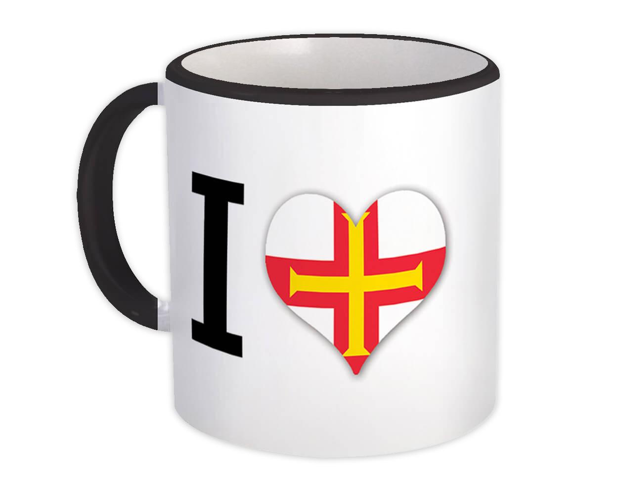 Gift Mug : I Love Guernsey Flag Heart Crest Country Expat