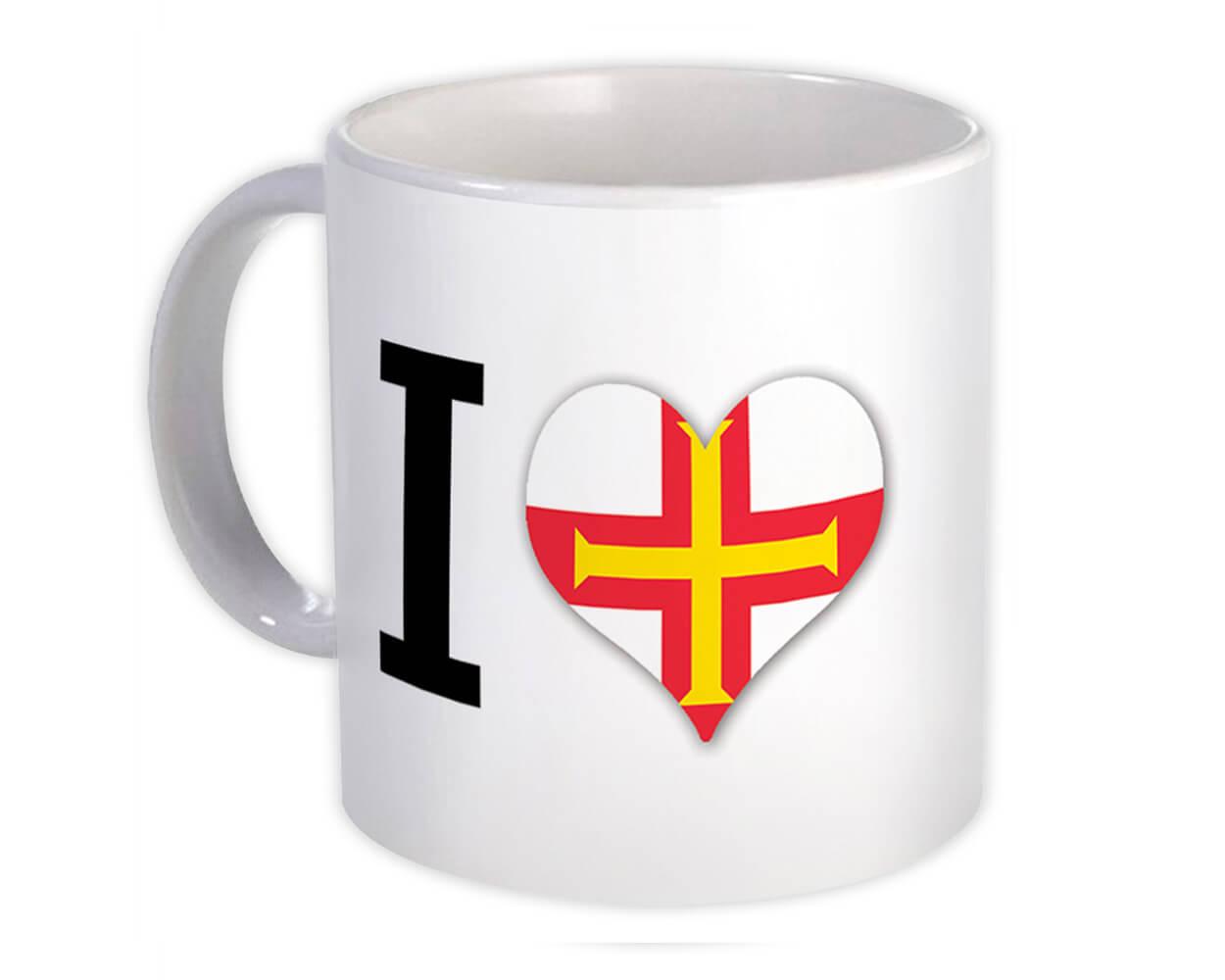 Gift Mug : I Love Guernsey Flag Heart Crest Country Expat