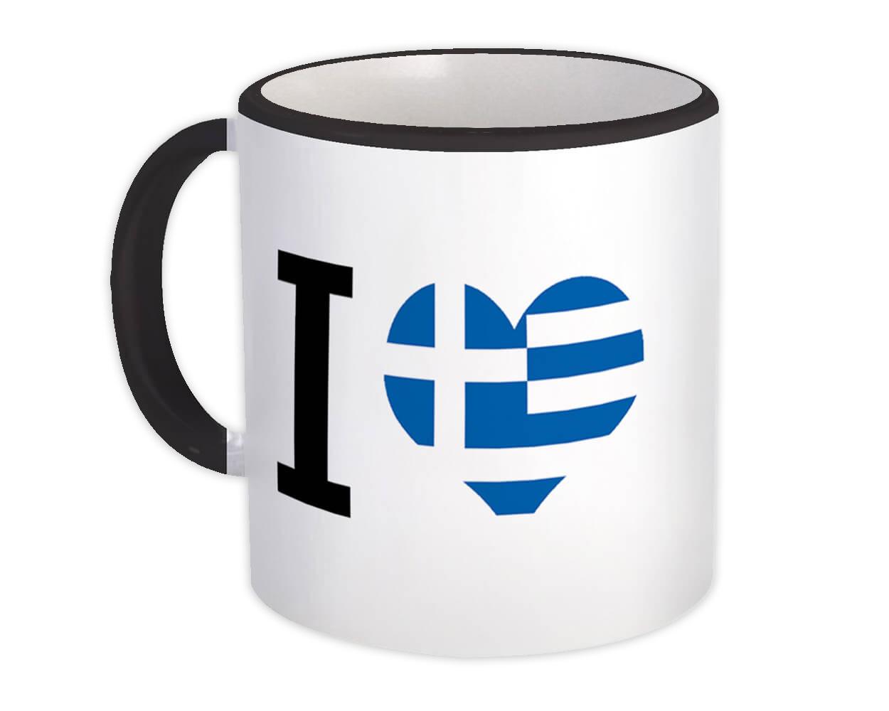 Gift Mug : I Love Greece Flag Heart Crest Country Greek Expat