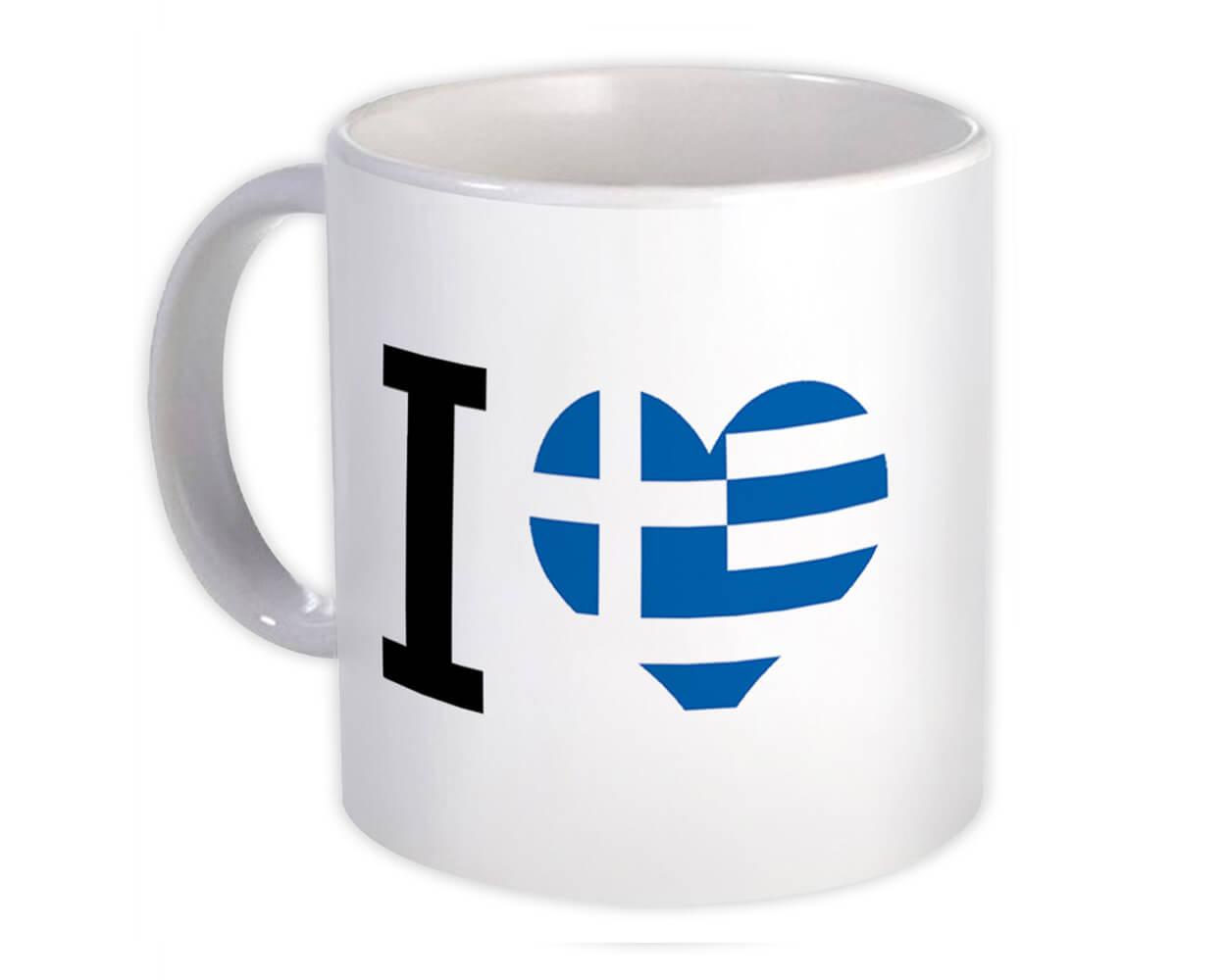 Gift Mug : I Love Greece Flag Heart Crest Country Greek Expat