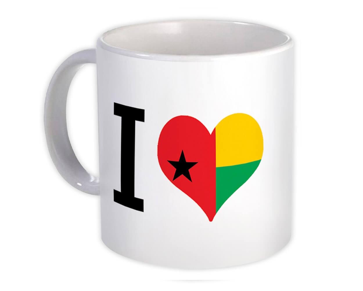 Gift Mug : I Love Guinea-Bissau Flag Heart Crest Country Expat