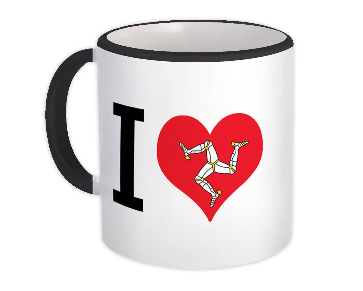 Gift Mug : I Love Isle of Man Flag Heart Crest Country Expat