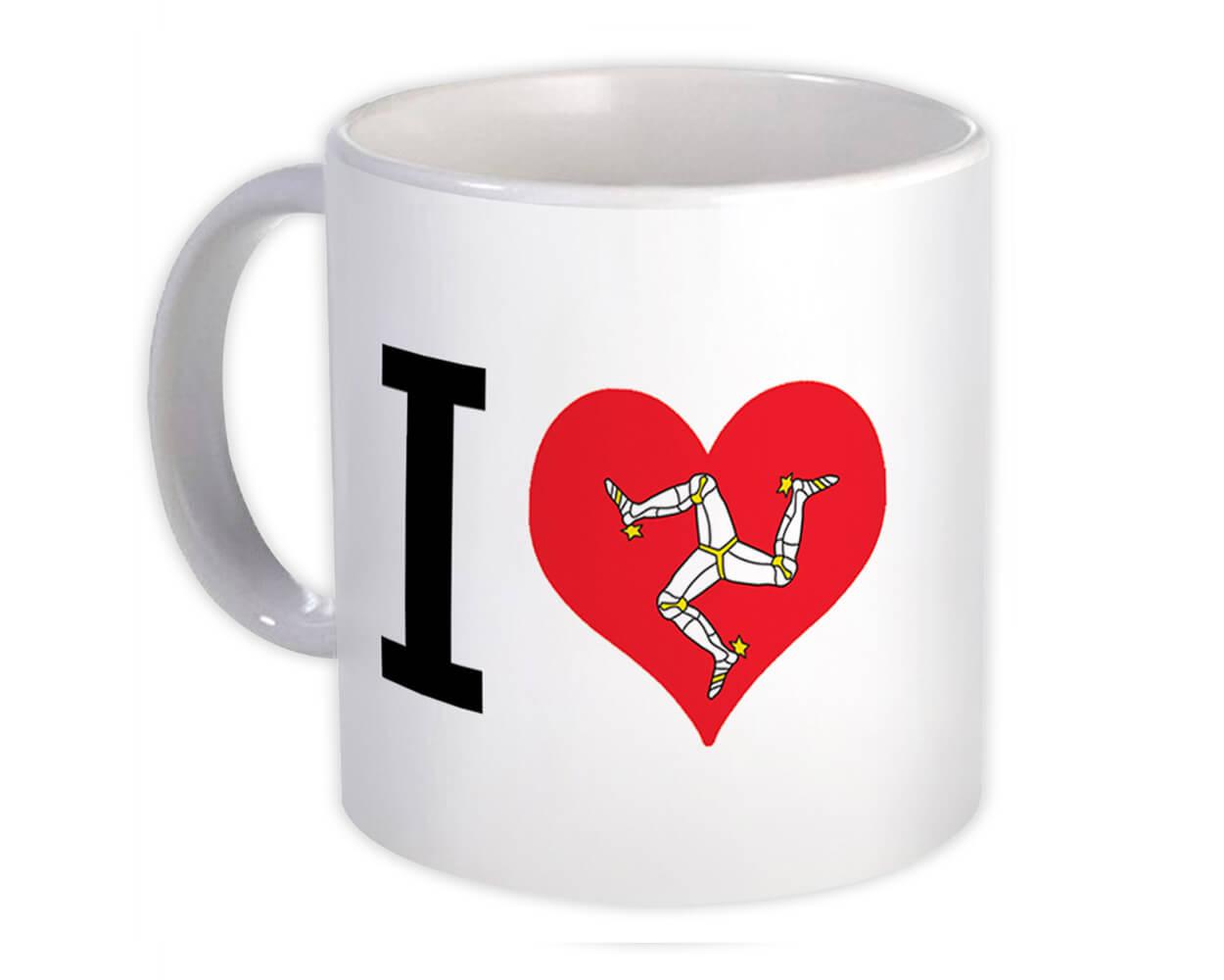 Gift Mug : I Love Isle of Man Flag Heart Crest Country Expat