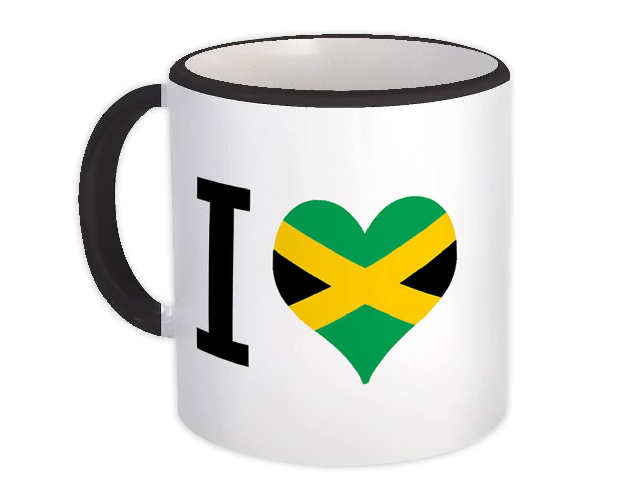 Gift Mug : I Love Jamaica Flag Heart Crest Country Jamaican Expat