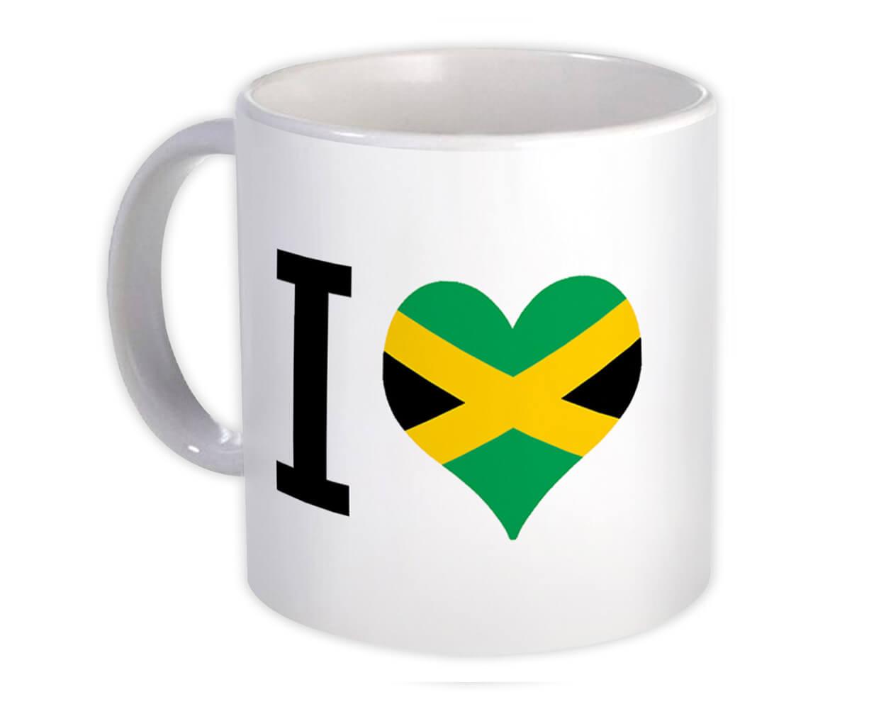 Gift Mug : I Love Jamaica Flag Heart Crest Country Jamaican Expat