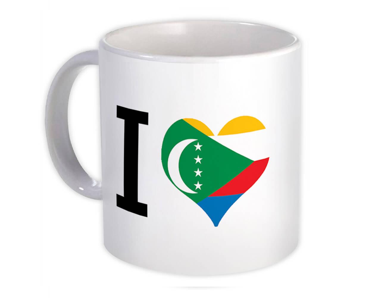 Gift Mug : I Love Comoros Flag Heart Crest Country Comoran Expat