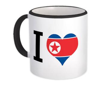 I Love North Korea : Gift Mug Flag Heart Crest Country North Korean Expat Made in USA