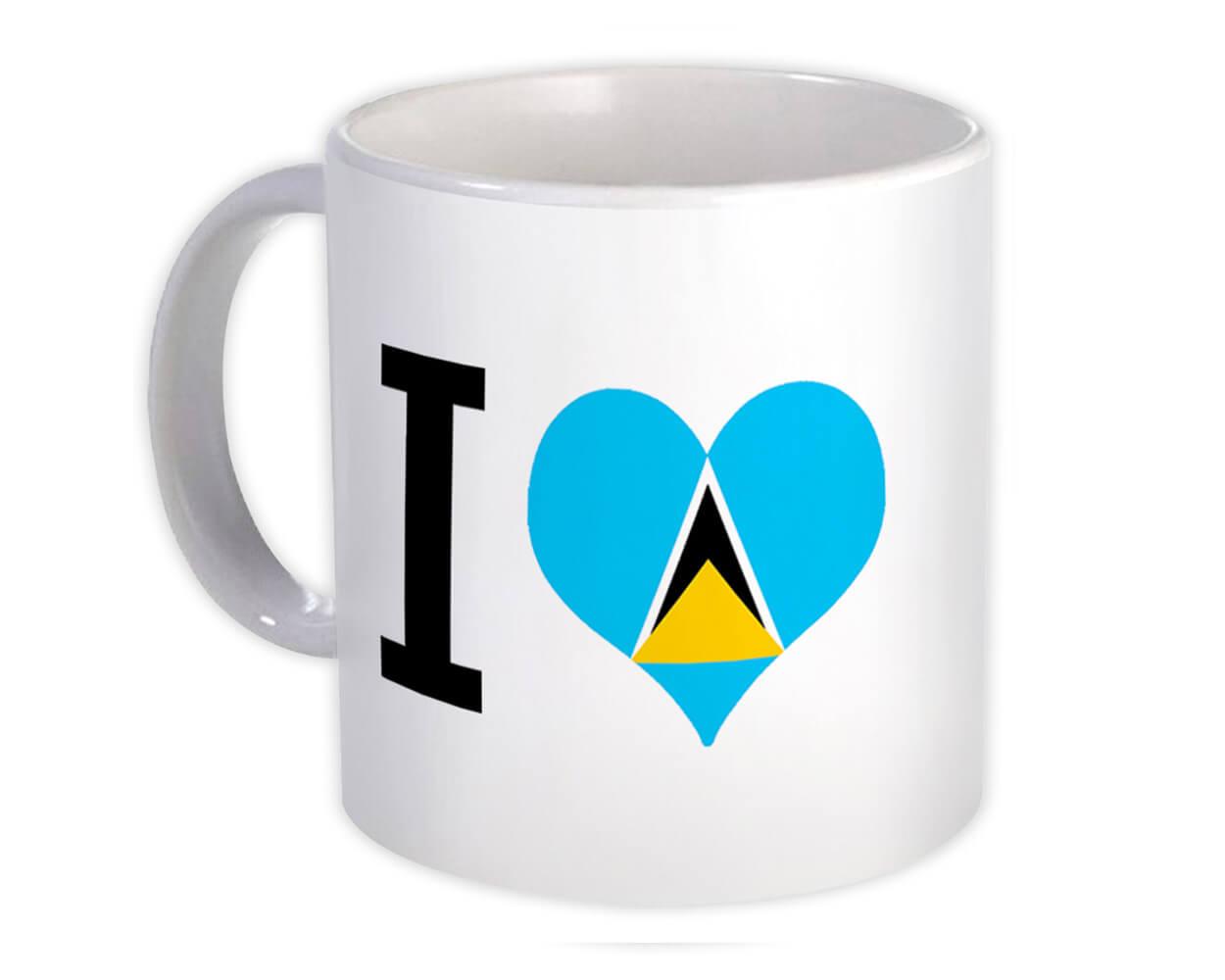 Gift Mug : I Love Saint Lucia Flag Heart Crest Country Expat