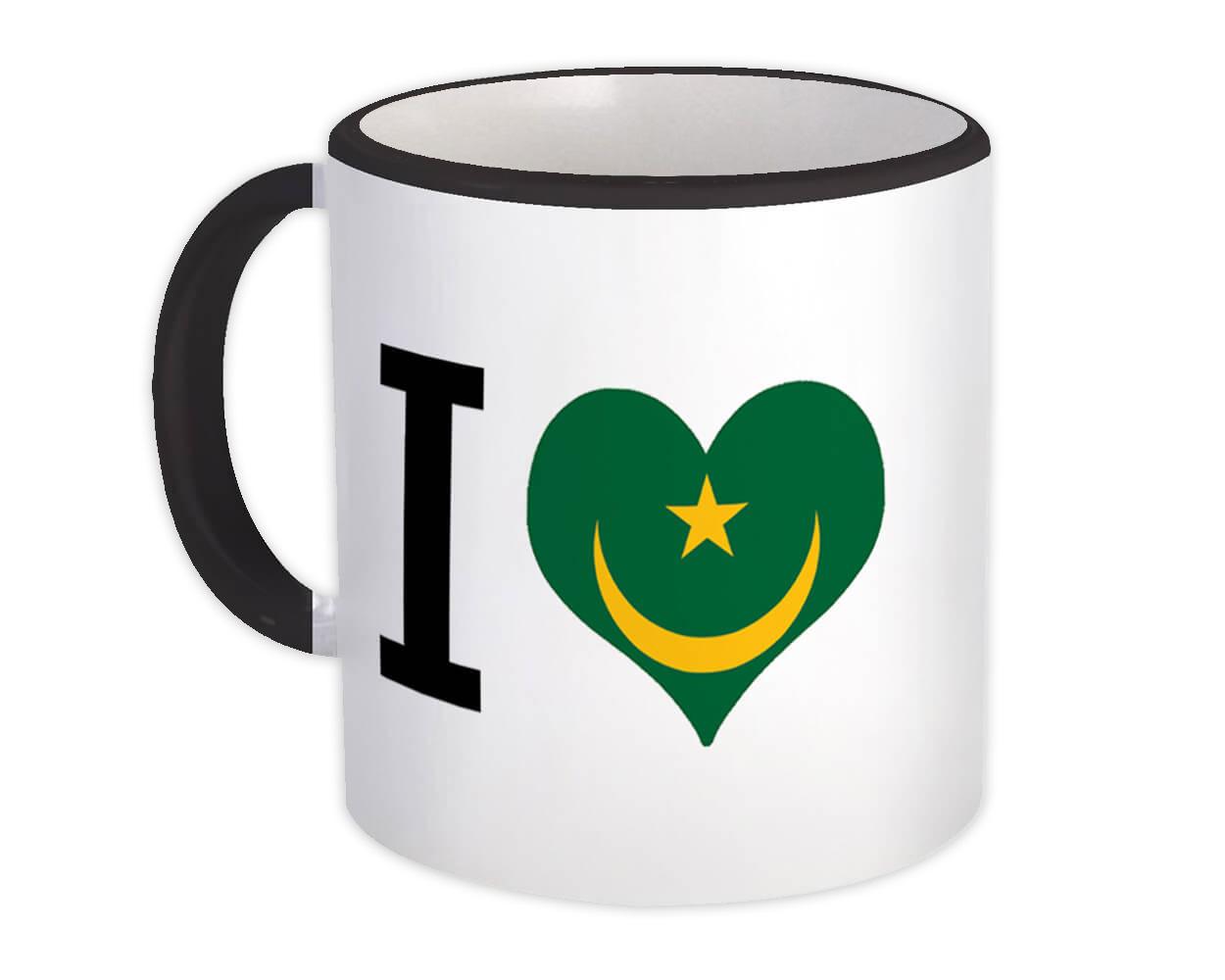 Gift Mug : I Love Mauritania Flag Heart Crest Country Mauritanian Expat