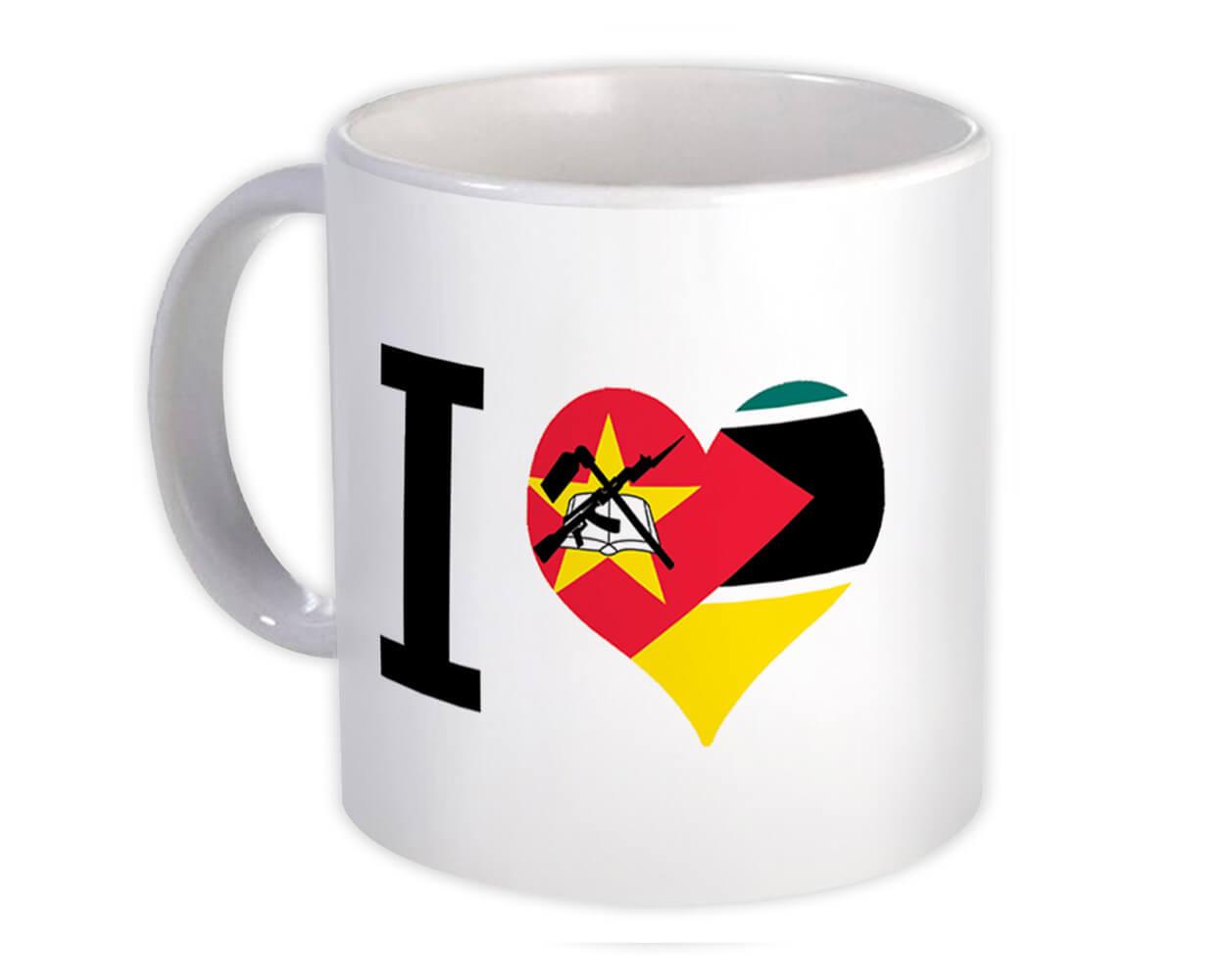 Gift Mug : I Love Mozambique Flag Heart Crest Country Mozambican Expat