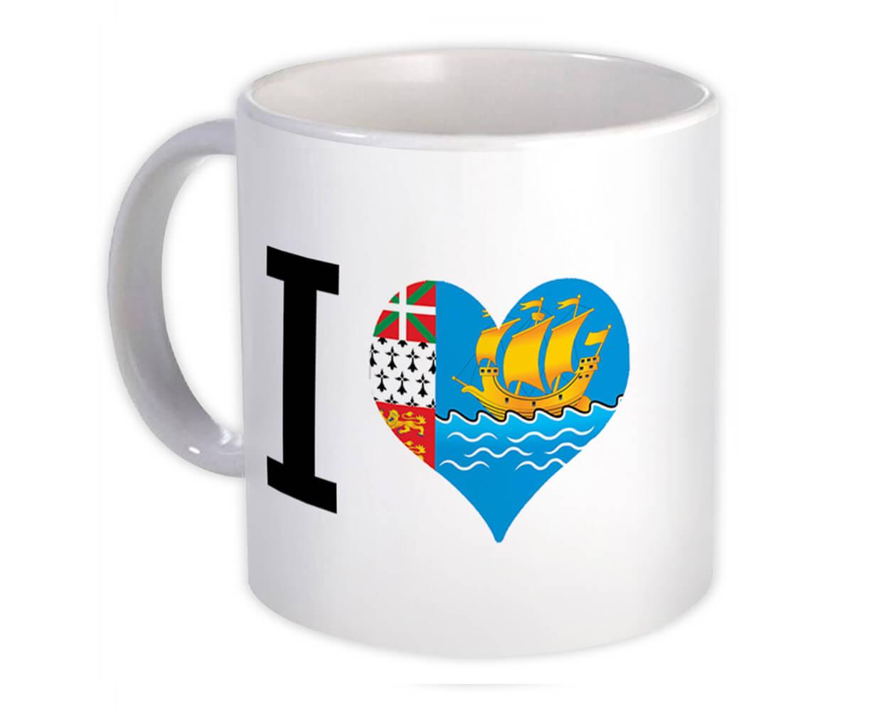 Gift Mug : I Love Saint Pierre and Miquelon Flag Heart Crest Country Expat