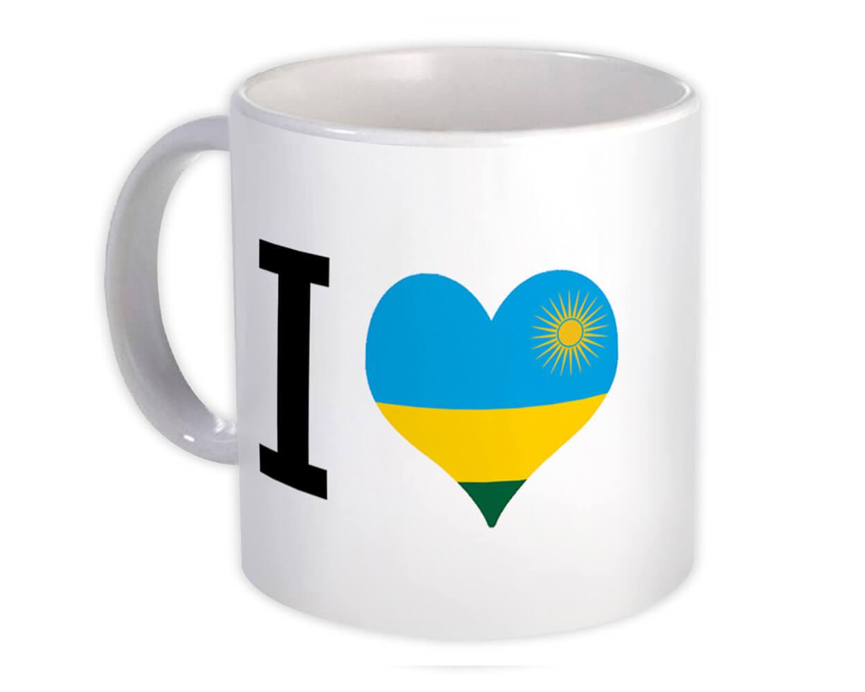 Gift Mug : I Love Rwanda Flag Heart Crest Country Rwandan Expat