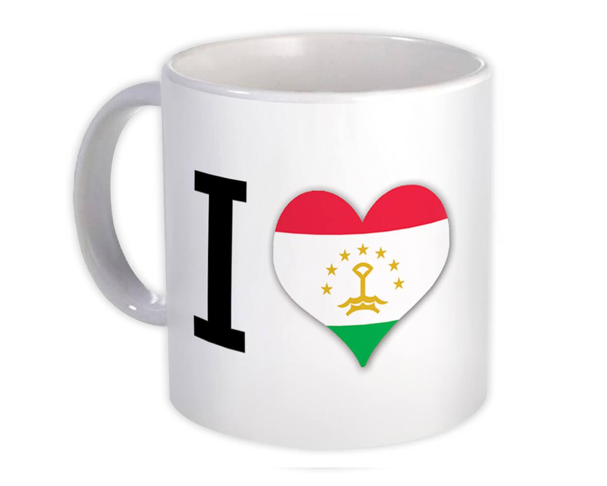 Gift Mug : I Love Tajikistan Flag Heart Crest Country Tajik Expat