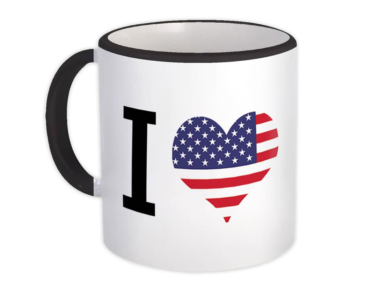 Gift Mug : I Love United States Flag Heart Crest Country Expat