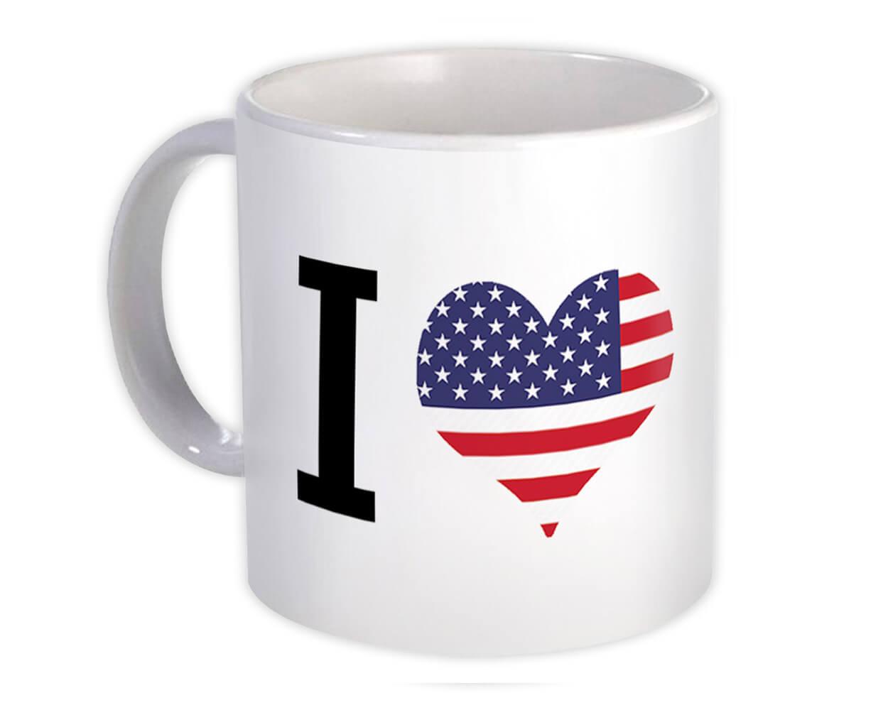 Gift Mug : I Love United States Flag Heart Crest Country Expat