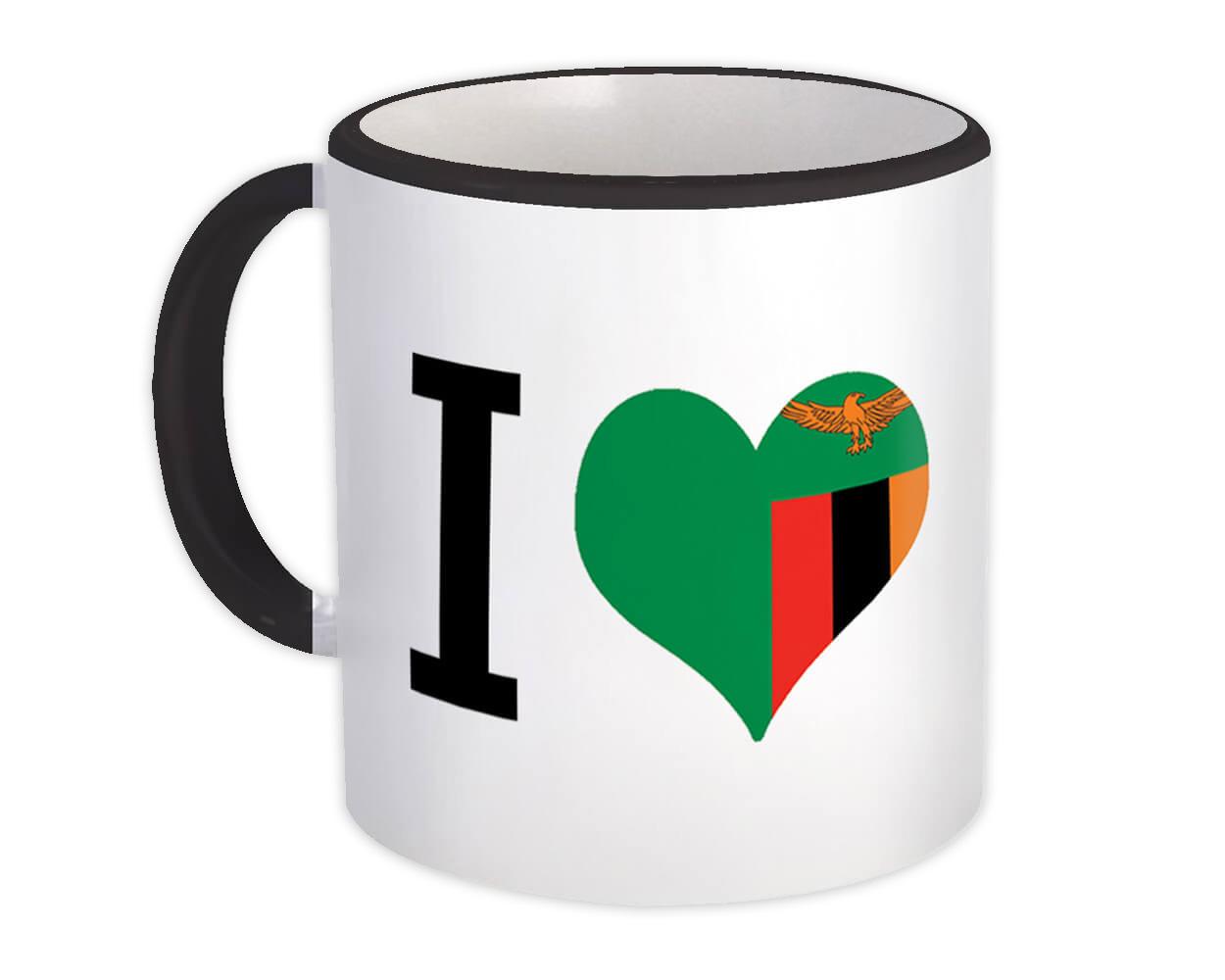 Gift Mug : I Love Zambia Flag Heart Crest Country Zambian Expat