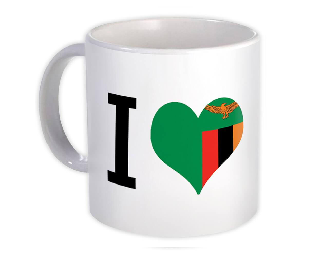 Gift Mug : I Love Zambia Flag Heart Crest Country Zambian Expat